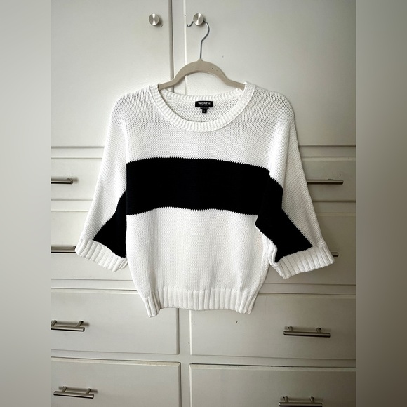 Worth Sweaters - 🆕 Worth cotton color block sweaterer in black and white size small